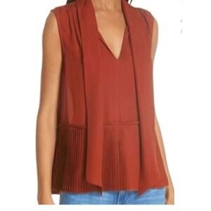 Frame Pleated peplum Hem Silk Tank Size Small NWT